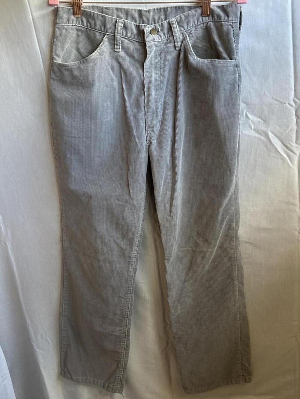 Men's Vintage Corduroy Pants, Grey, Rustler, Size 34 x 30